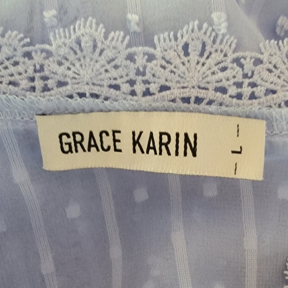 Grace Karin Baby Blue‎ Longsleeve Thin Blouse Large - Picture 7 of 12